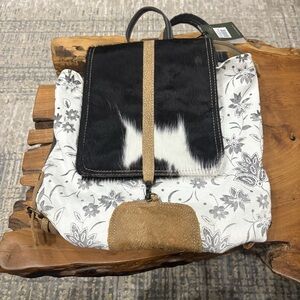 Myra Cowhide Floral Backpack